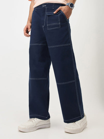 Oversized Contrast Stitch Cargo Pants