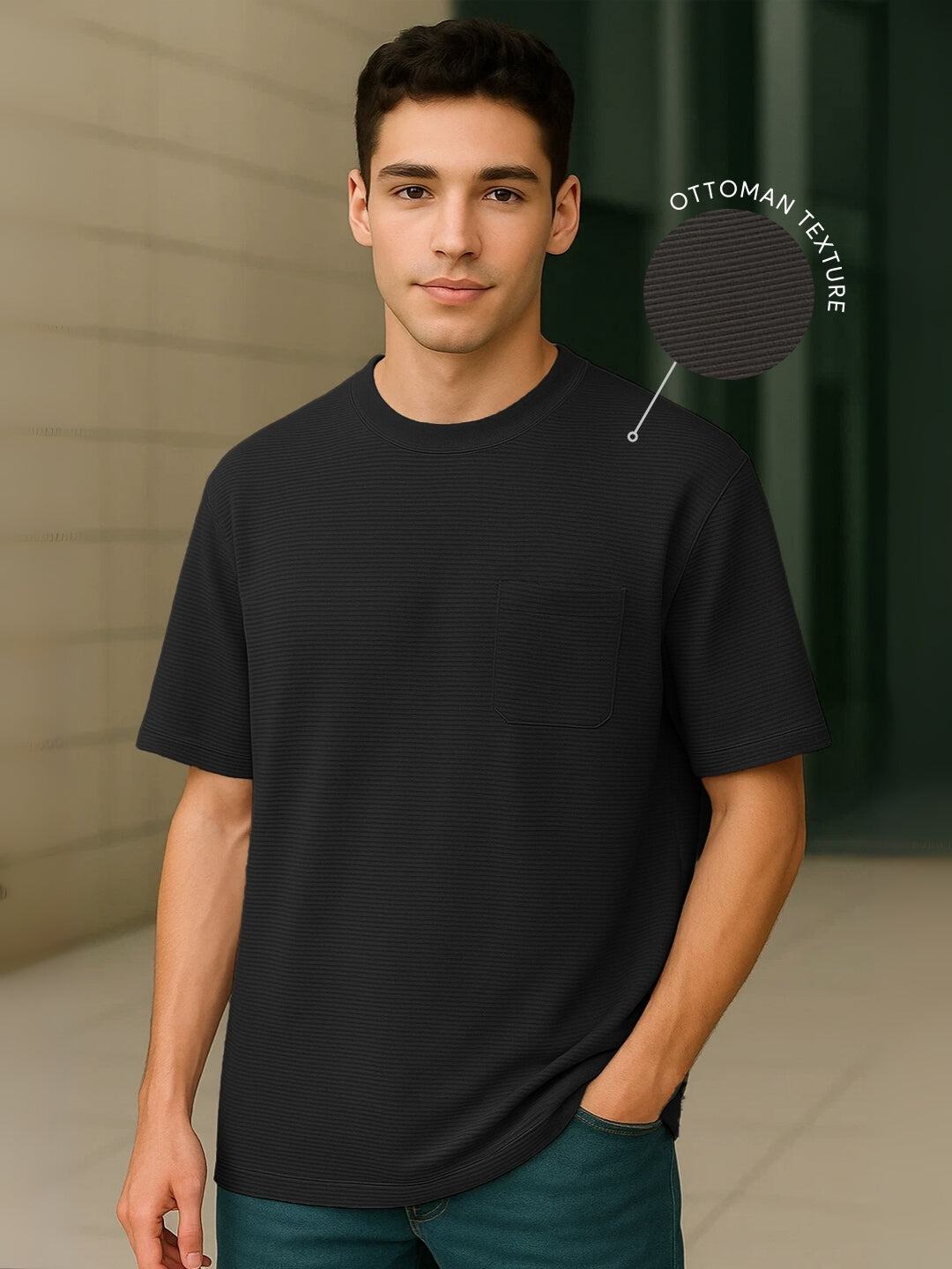 Ottoman Textured Half Sleeve T-Shirt