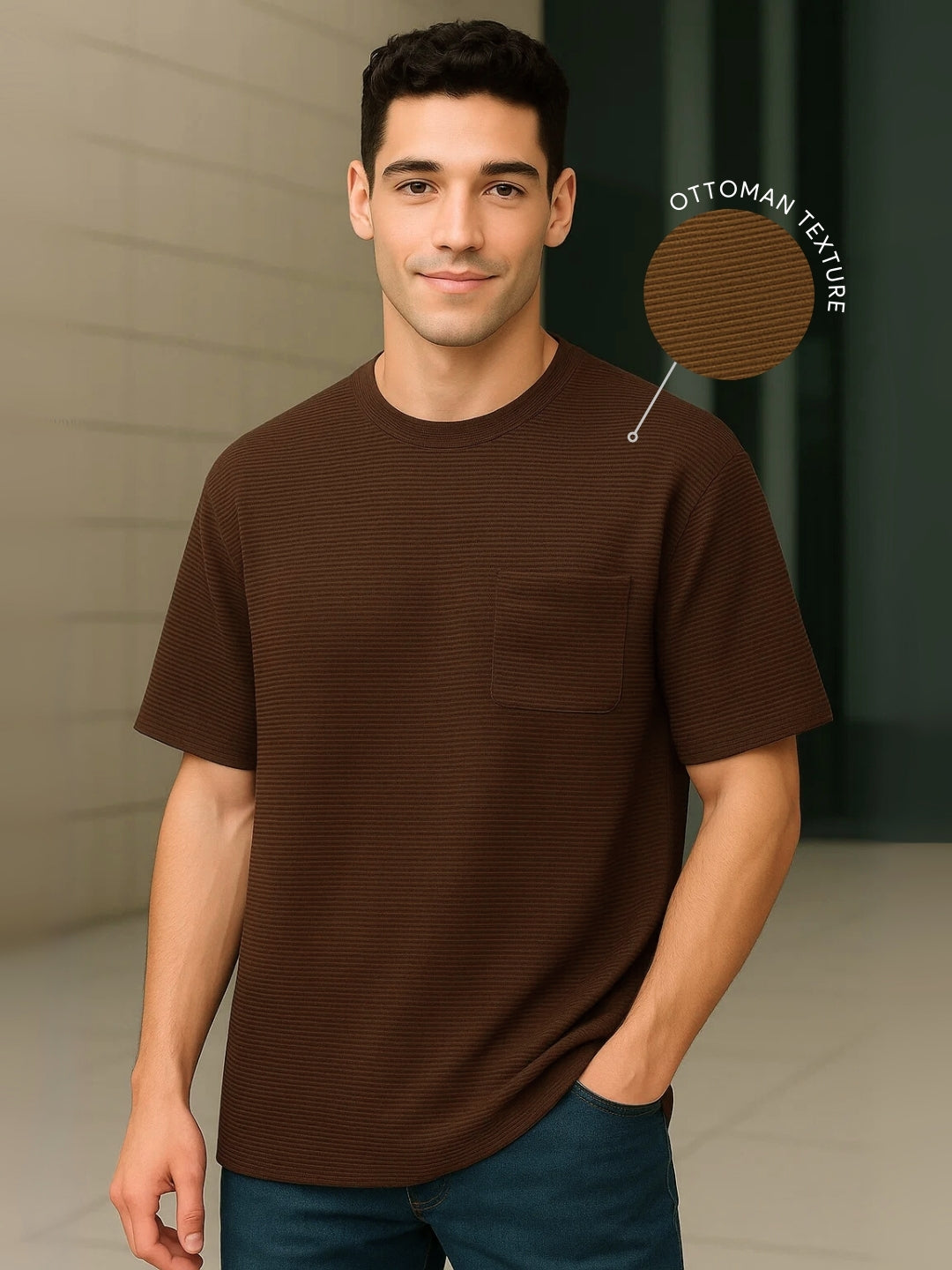 Ottoman Textured Half Sleeve T-Shirt