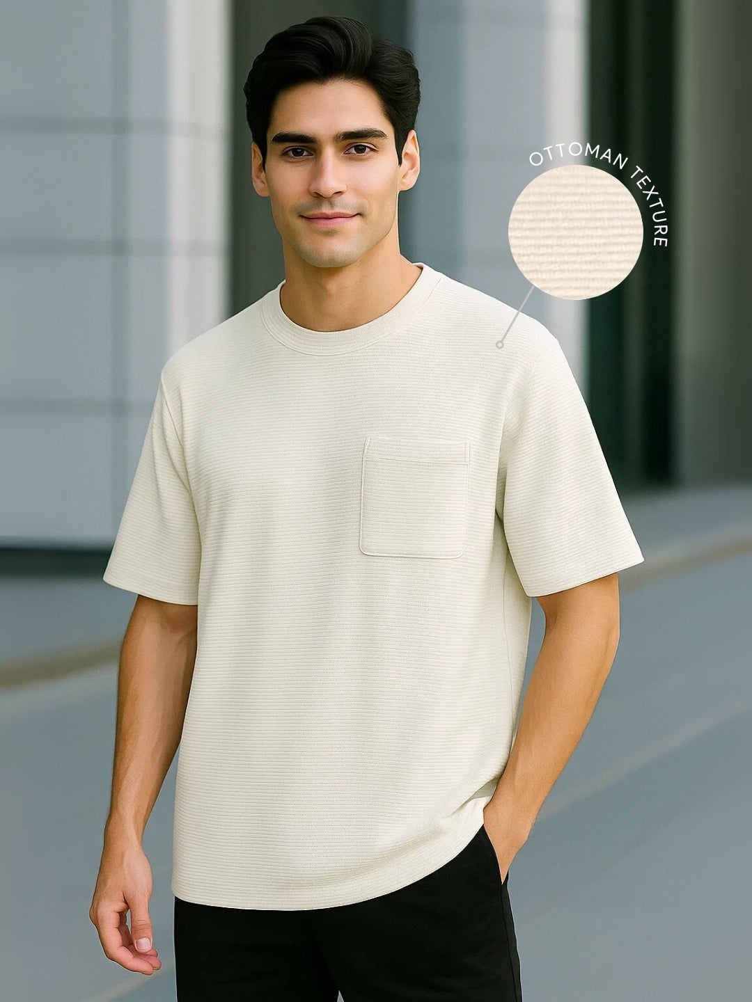 Ottoman Textured Half Sleeve T-Shirt