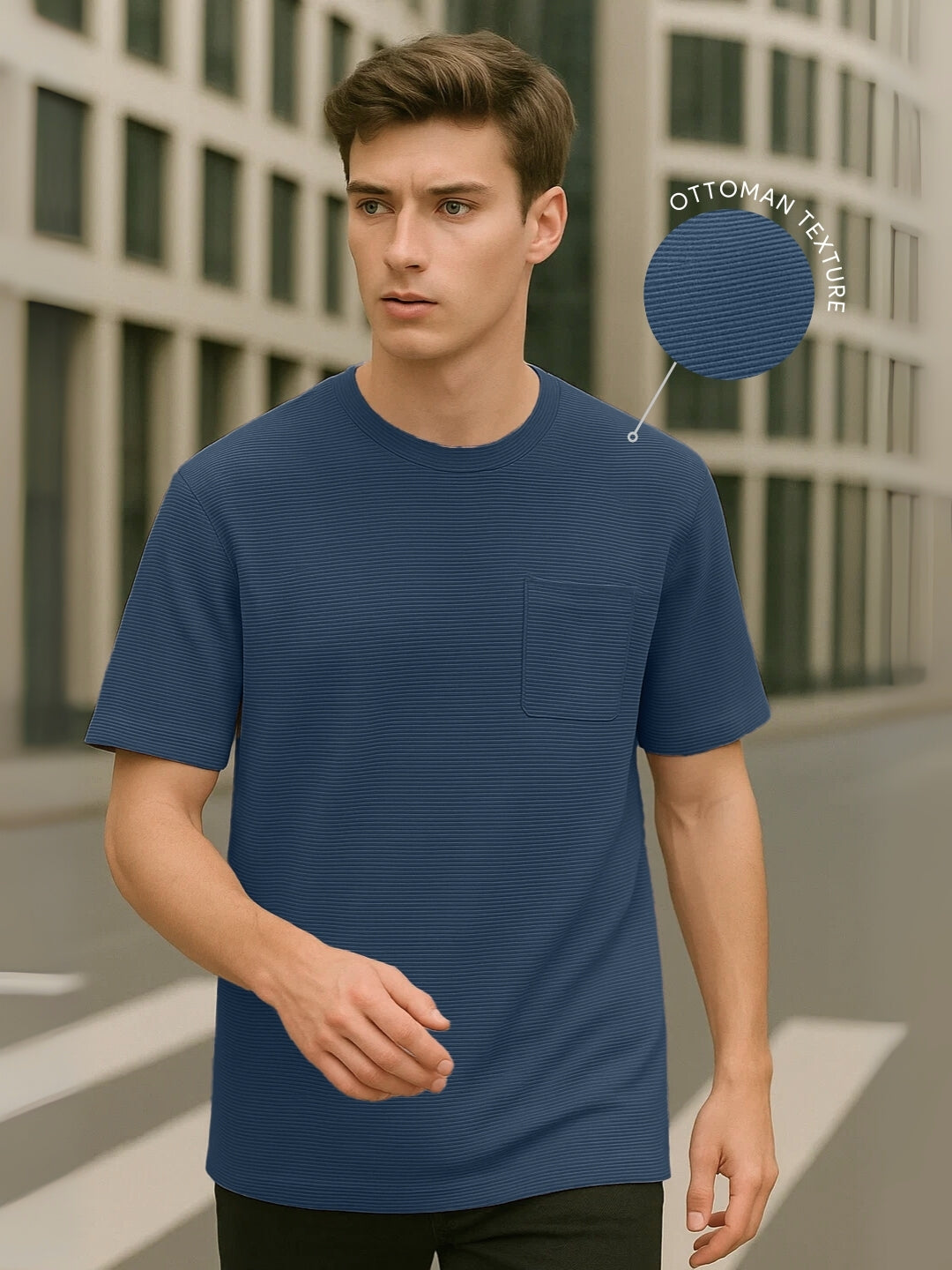 Ottoman Textured Half Sleeve T-Shirt