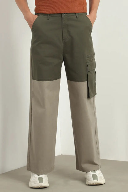 Baggy Fit Colorblocked Woven Cargo Pants