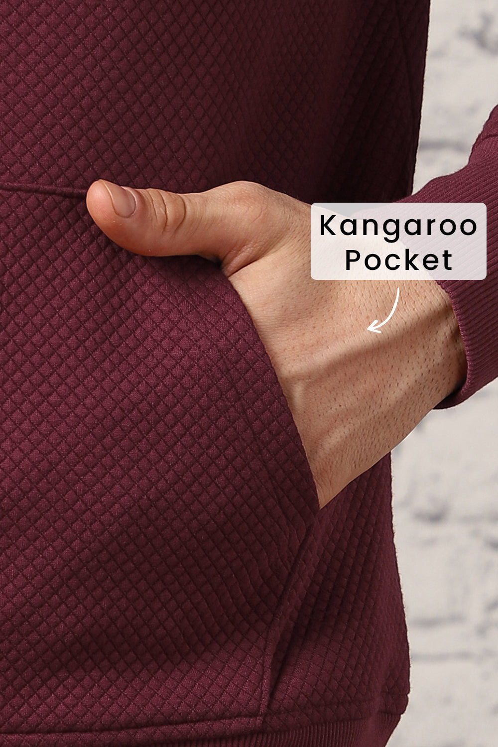 Cranberry Juice Checked Quilted Hoodie