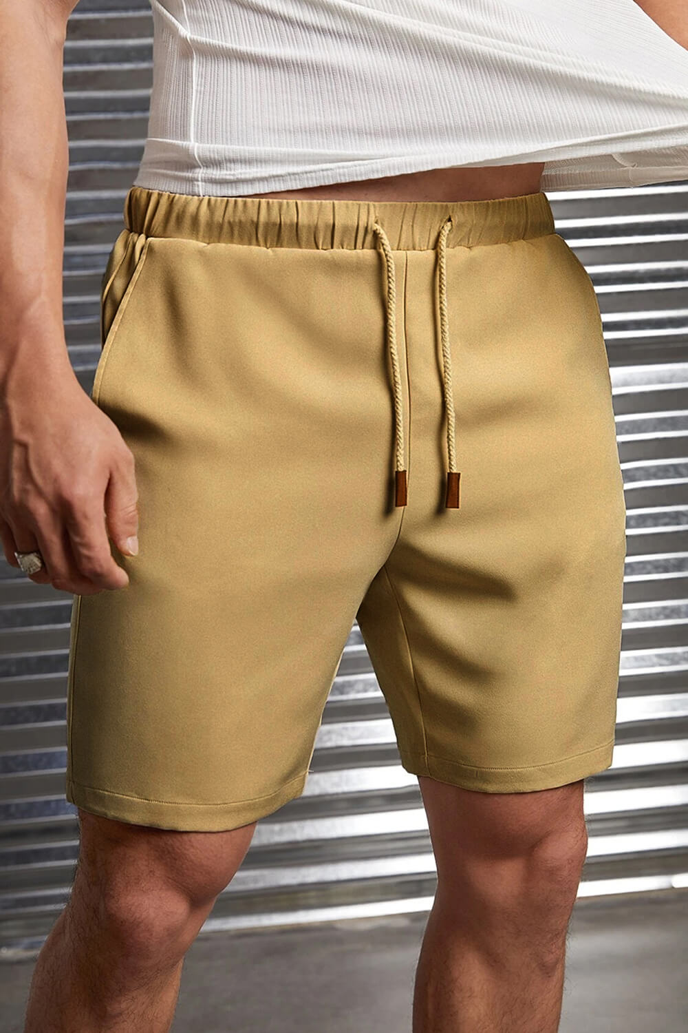 Olive Green Zip Pocket Shorts