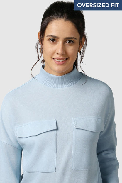 Oversized Flap Pocket Self Design Pullover