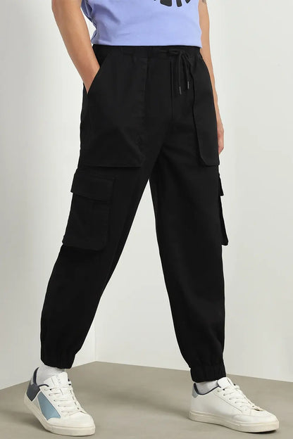 Oversized Woven Black Cargo Pants