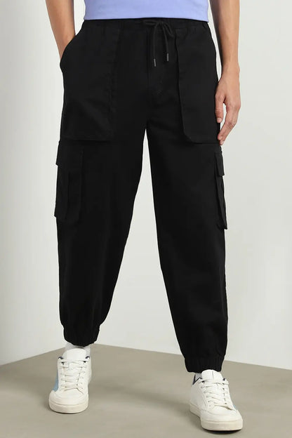 Oversized Woven Black Cargo Pants