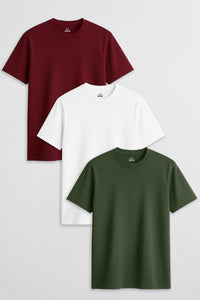 Olive Green/ Wine Red/ White